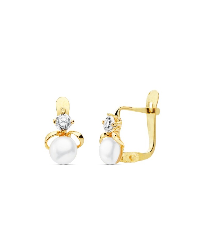 Pendiente de niña circonita y perla, catalan | Joyería Gimeno | Tu joyería de confianza en Valencia