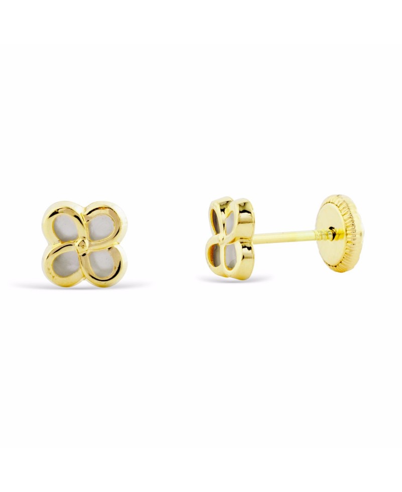 Pendiente bebe pétalos nácar 6mm | Joyería Gimeno | Tu joyería de confianza en Valencia