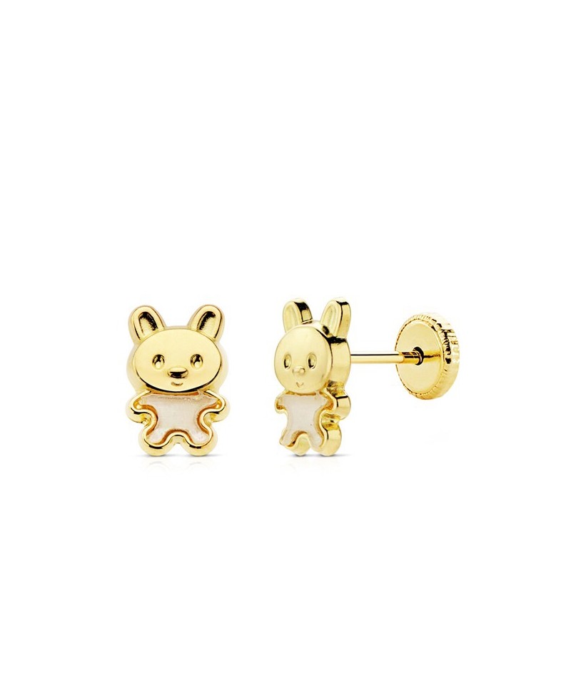 Pendiente bebe conejo nácar 8x6 mm | Joyería Gimeno | Tu joyería de confianza en Valencia