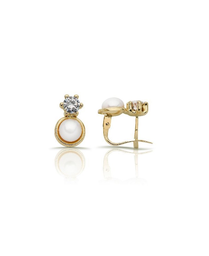 Pendiente bebe tu y yo, con perla y circonita 5 mm | Joyería Gimeno | Tu joyería de confianza en Valencia