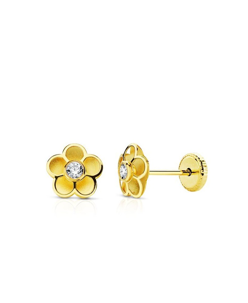 Pendiente bebe flor relieve | Joyería Gimeno | Tu joyería de confianza en Valencia
