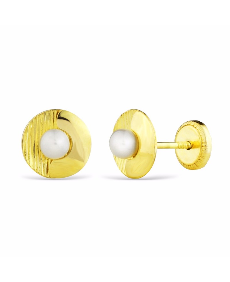 Pendiente bebe disco perla 3 mm | Joyería Gimeno | Tu joyería de confianza en Valencia