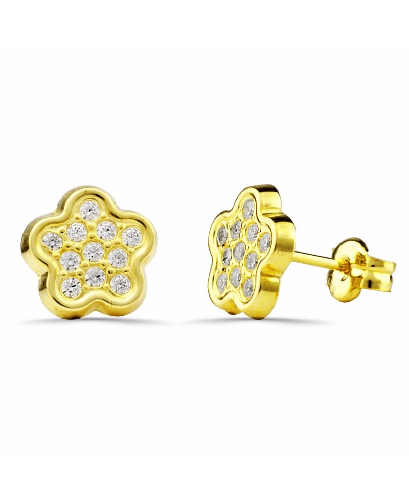 Pendiente bebe flor 11 circonitas | Joyería Gimeno | Tu joyería de confianza en Valencia
