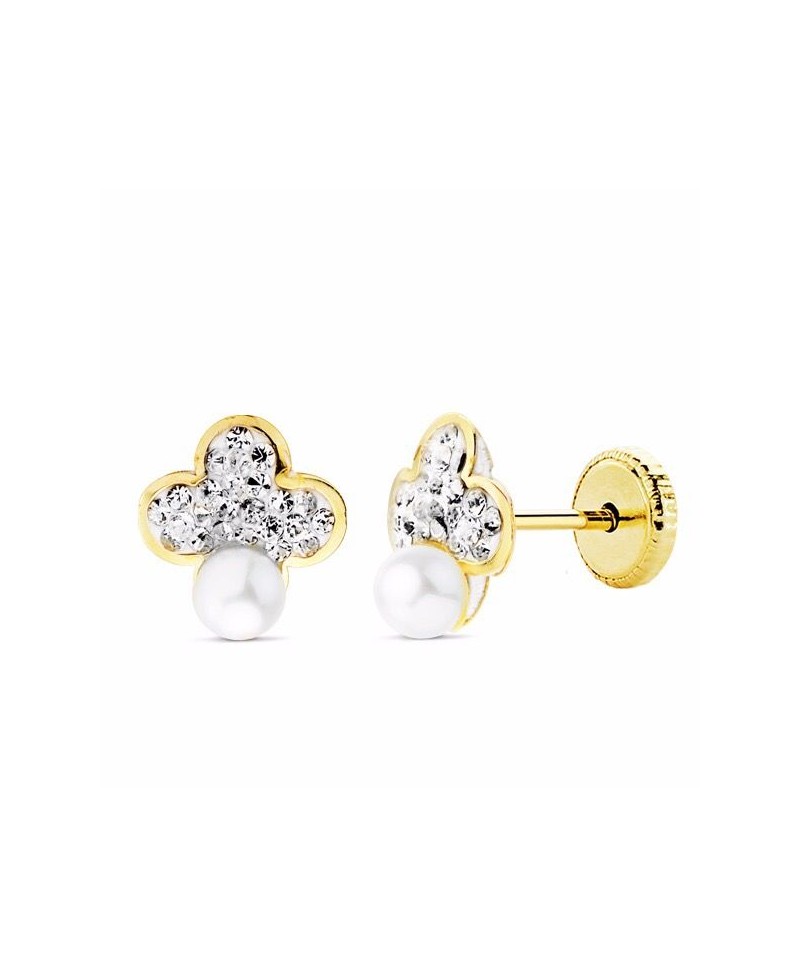 Pendiente bebe con perla y oro 6 mm | Joyería Gimeno | Tu joyería de confianza en Valencia