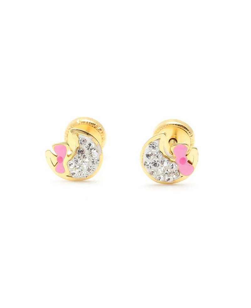 Pendiente bebe luna swarovski lazo | Joyería Gimeno | Tu joyería de confianza en Valencia