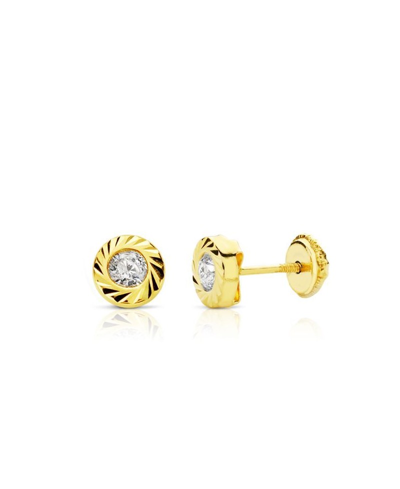 Pendiente bebe chaton tallado 3mm | Joyería Gimeno | Tu joyería de confianza en Valencia