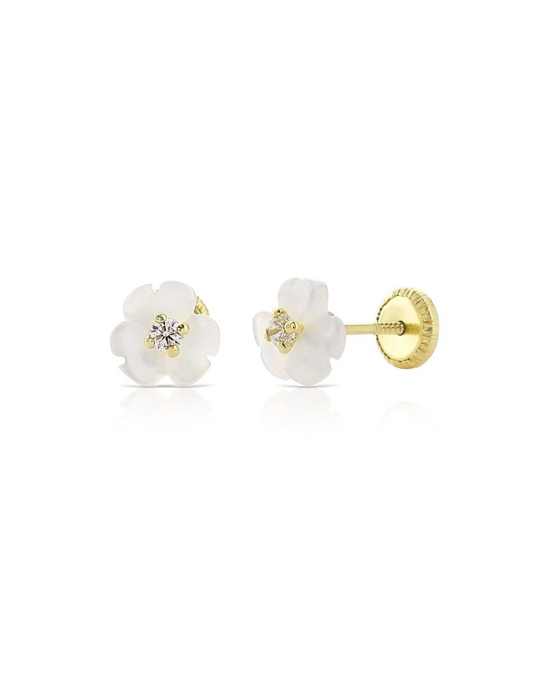 Pendiente bebe flor d nácar | Joyería Gimeno | Tu joyería de confianza en Valencia