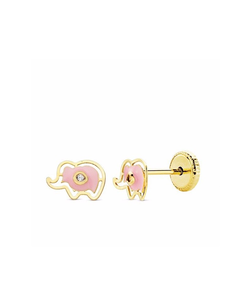 Pendiente bebe elefante rosa | Joyería Gimeno | Tu joyería de confianza en Valencia