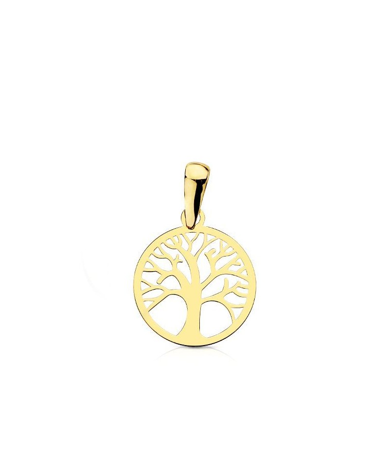 Colgante oro árbol de la vida liso, 14mm | Joyería Gimeno | Tu joyería de confianza en Valencia