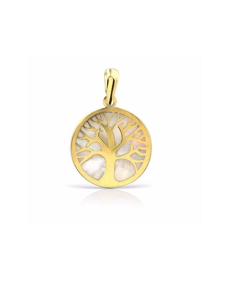 Colgante oro árbol de la vida nácar 17 mm | Joyería Gimeno | Tu joyería de confianza en Valencia