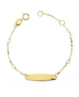 Pulsera bebe con perla 14 cm
