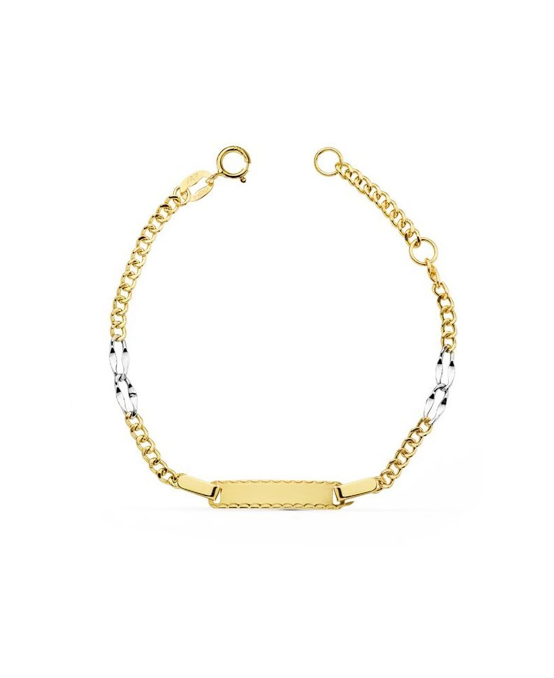 Pulsera de bebe , oro amarillo y eslabón blanco | Joyería Gimeno | Tu joyería de confianza en Valencia