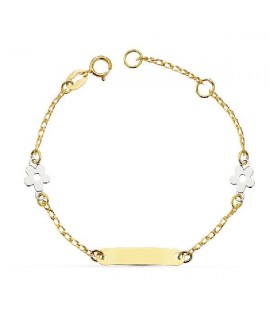 Pulsera de bebe, flor oro...