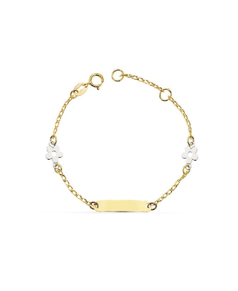 Pulsera de bebe, flor oro blanco | Joyería Gimeno | Tu joyería de confianza en Valencia