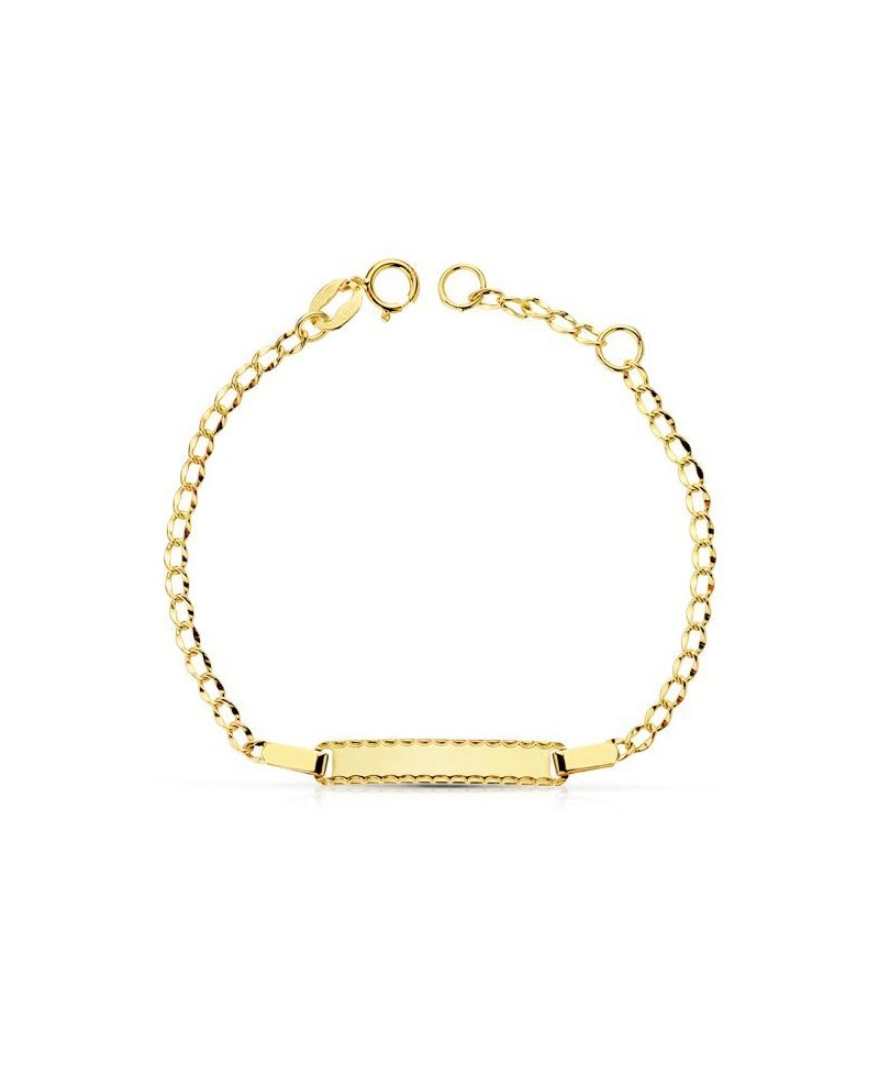 Pulsera de bebe placa barbada | Joyería Gimeno | Tu joyería de confianza en Valencia