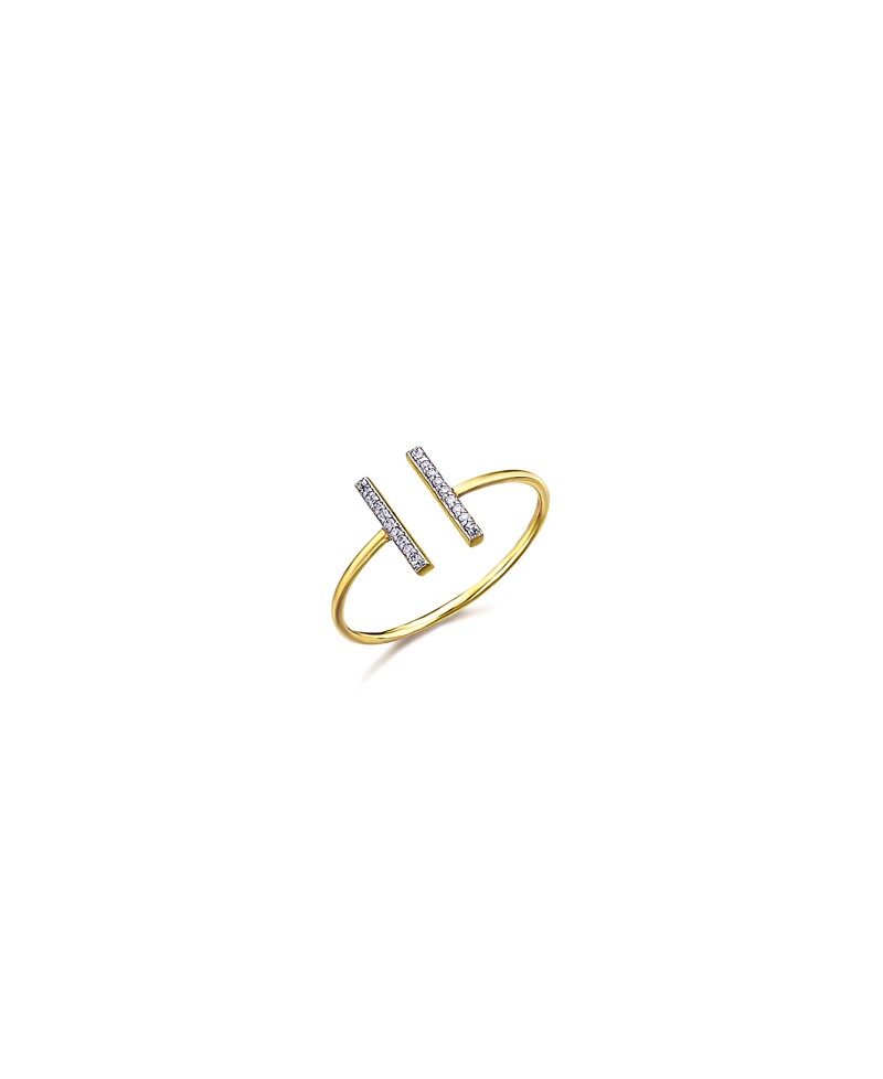Anillo oro amarillo , barras diamantes | Joyería Gimeno | Tu joyería de confianza en Valencia