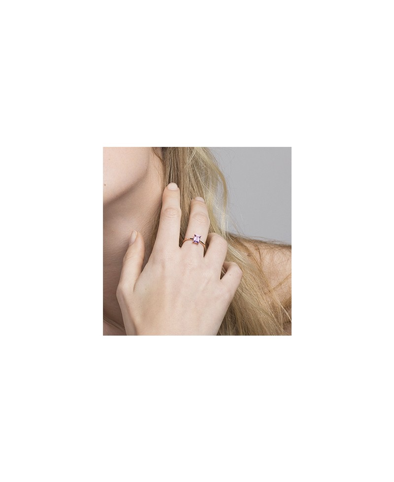 Anillo amatista y diamante, oro rosa | Joyería Gimeno | Tu joyería de confianza en Valencia