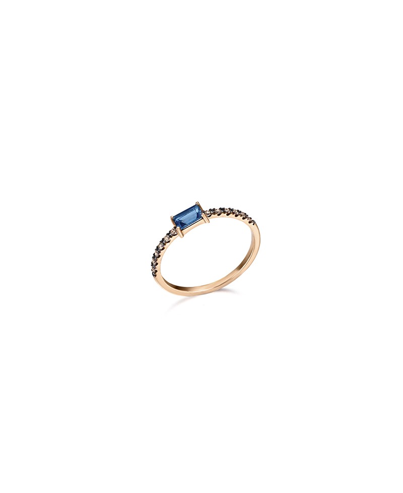 Anillo de oro topacio, en color morado y azul, brillantes | Joyería Gimeno | Tu joyería de confianza en Valencia