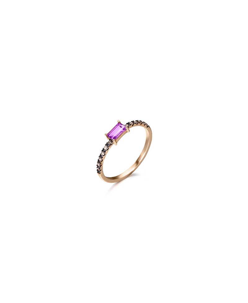 Anillo de oro topacio, en color morado y azul, brillantes | Joyería Gimeno | Tu joyería de confianza en Valencia