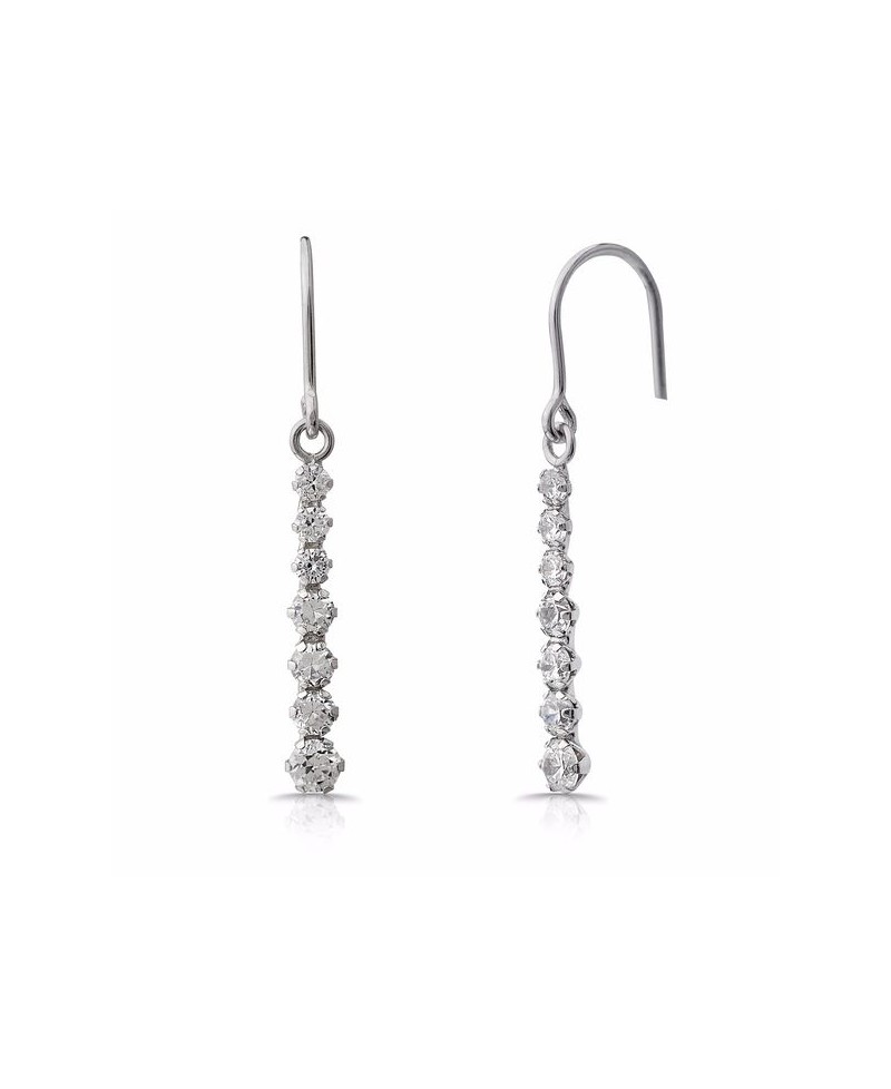 Pendiente largo oro blanco, tipo linea | Joyería Gimeno | Tu joyería de confianza en Valencia