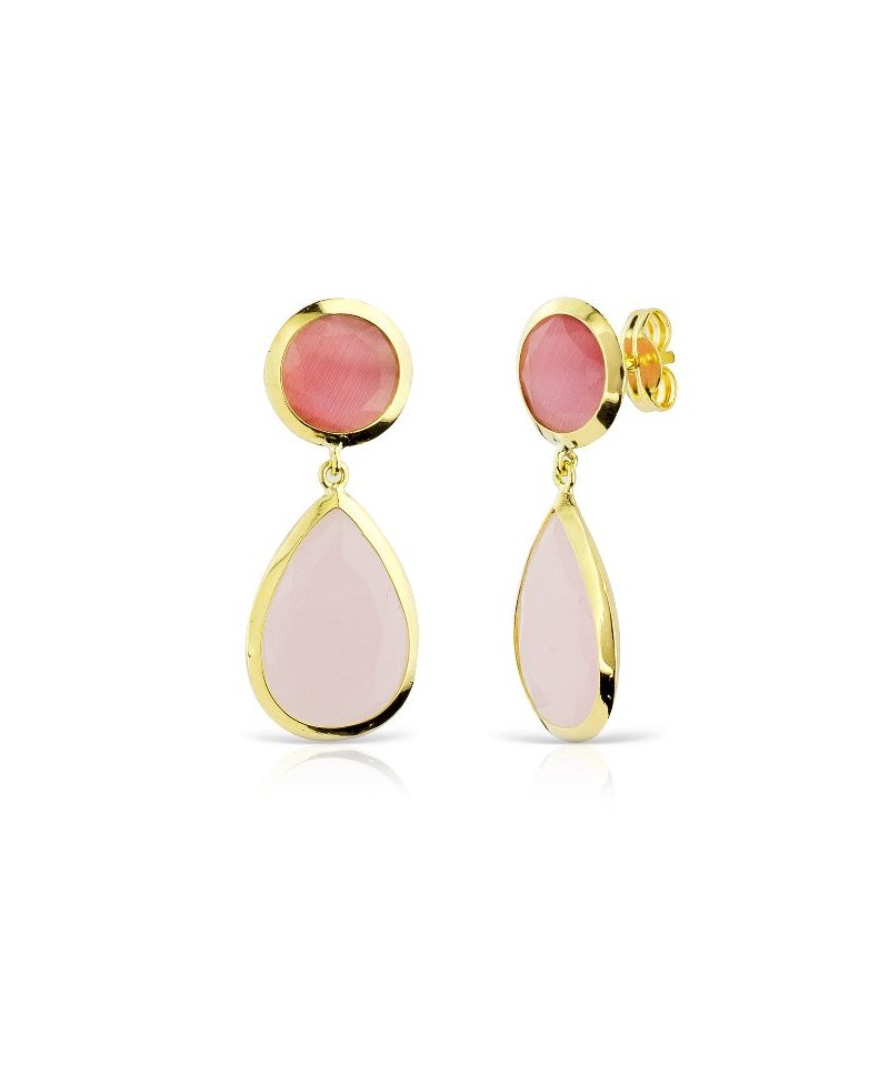 Pendientes oro con piedras tono rosa | Joyería Gimeno | Tu joyería de confianza en Valencia