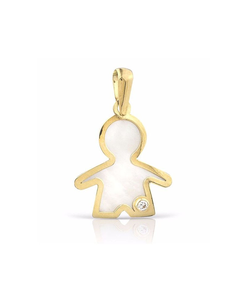 Colgante silueta, nácar oro niño | Joyería Gimeno | Tu joyería de confianza en Valencia
