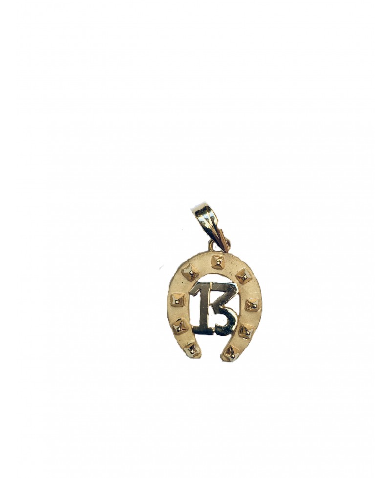 Colgante SUERTE oro , herradura y número 13 | Joyería Gimeno | Tu joyería de confianza en Valencia