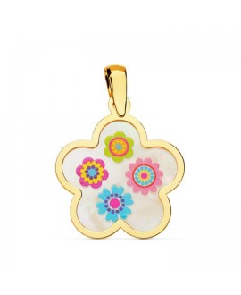 Colgante flor oro, con...