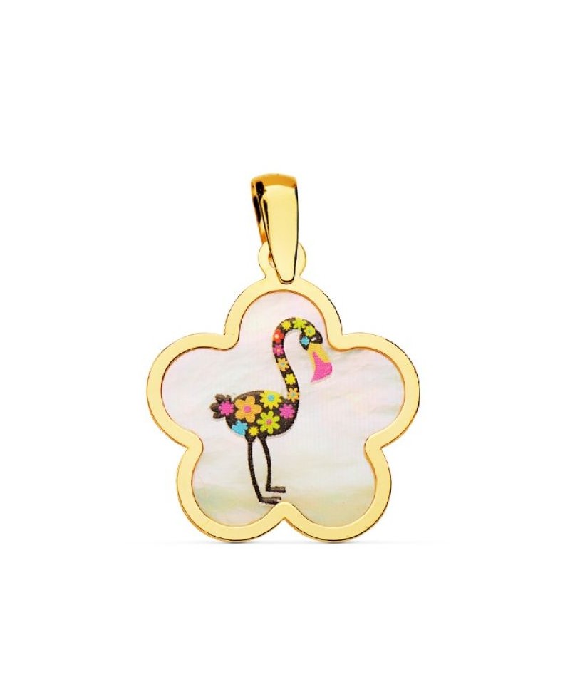Colgante flor oro con flamenco | Joyería Gimeno | Tu joyería de confianza en Valencia