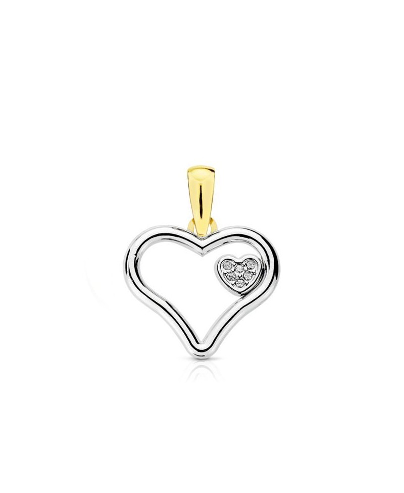 Colgante de corazon en o.blanco  y asa en o.amarillo | Joyería Gimeno | Tu joyería de confianza en Valencia