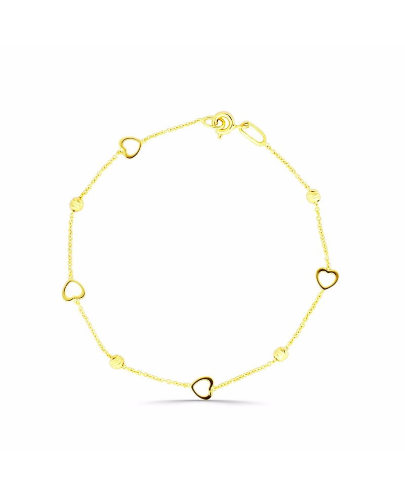 Pulsera de oro amarillo , corazones | Joyería Gimeno | Tu joyería de confianza en Valencia