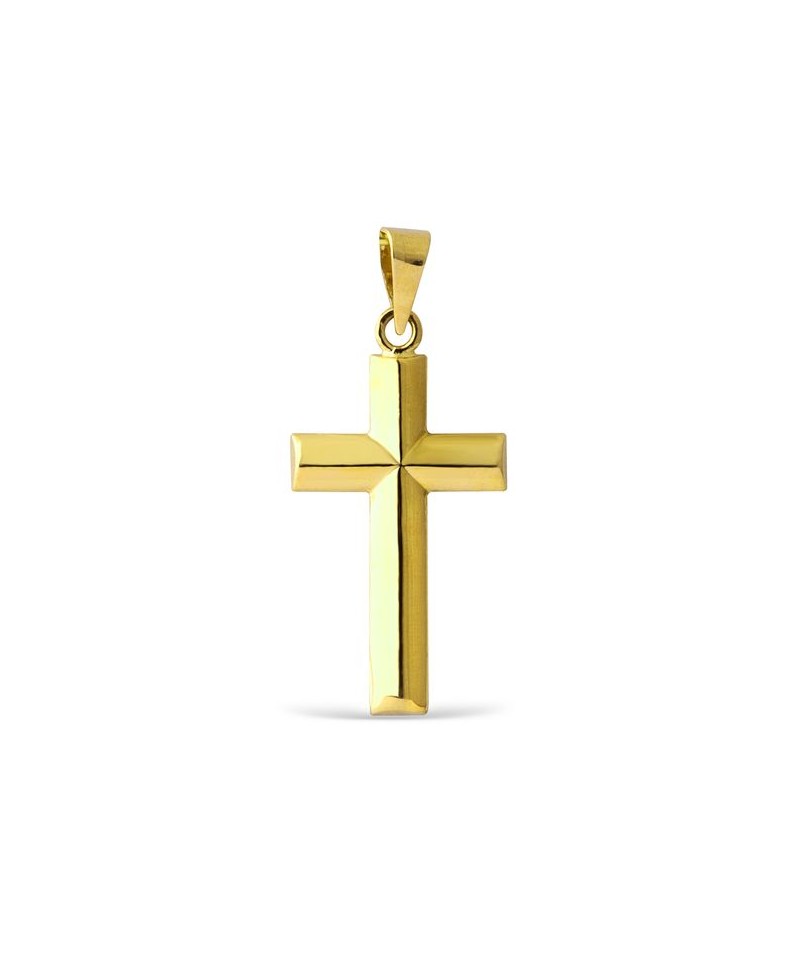 Cruz de oro con bisel central 21 mm | Joyería Gimeno | Tu joyería de confianza en Valencia