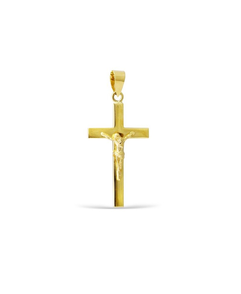 Cruz / crucifijo plano con cristo | Joyería Gimeno | Tu joyería de confianza en Valencia