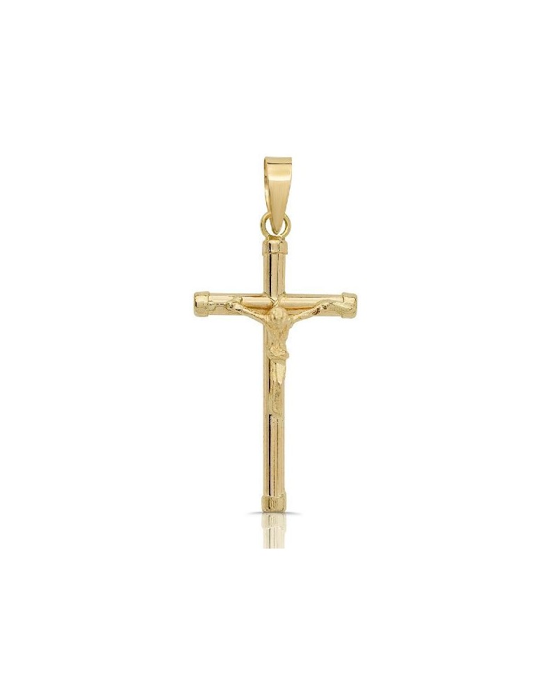 Cruz de oro con cristo tipo palo | Joyería Gimeno | Tu joyería de confianza en Valencia
