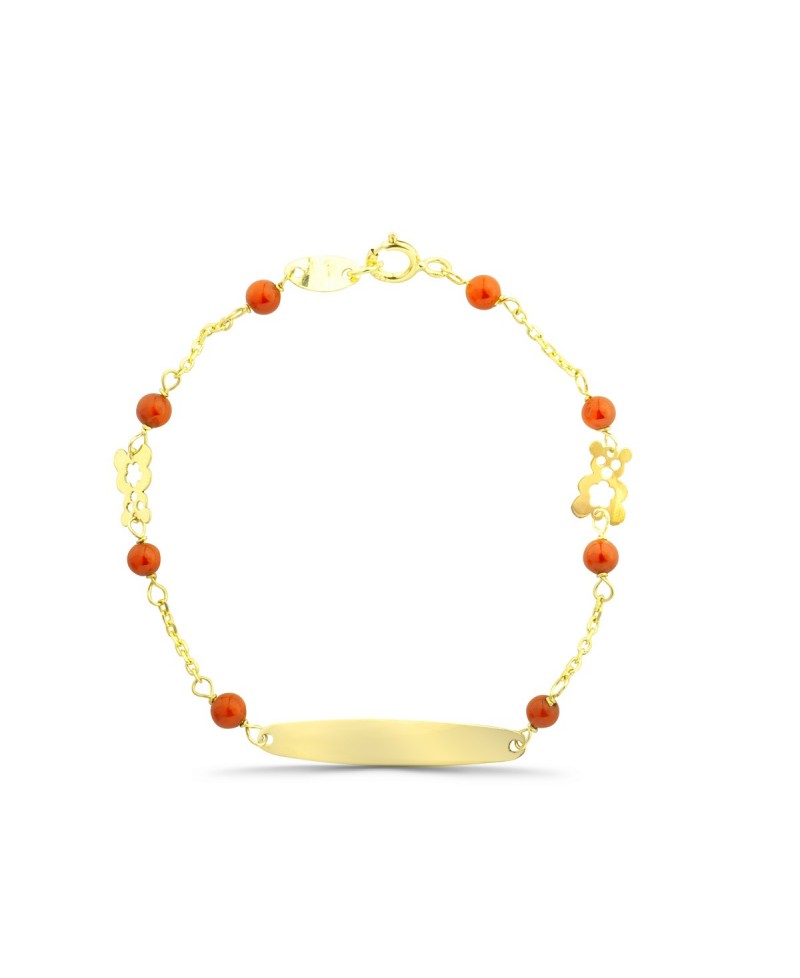 Pulsera de bebé con corales y placa | Joyería Gimeno | Tu joyería de confianza en Valencia