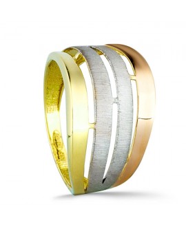 Anillo de oro tricolor ancho