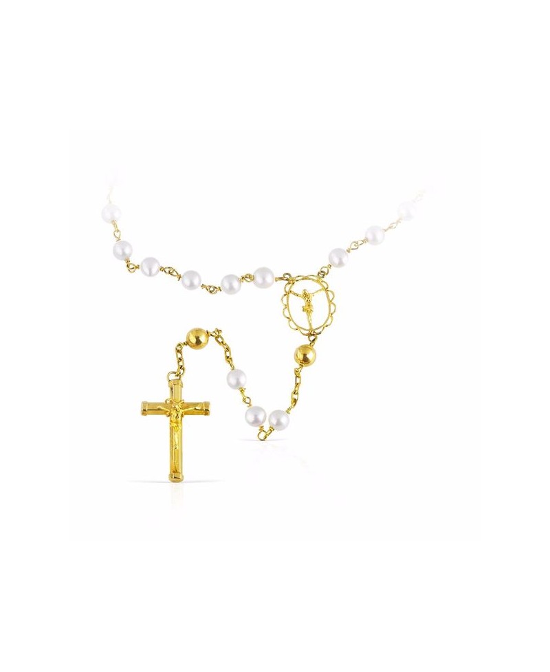 Rosario de oro y perlas | Joyería Gimeno | Tu joyería de confianza en Valencia