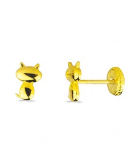 Pendiente de gato en oro