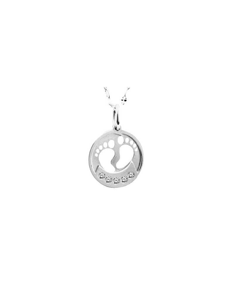 Colgante/medalla con pies y circonitas | Joyería Gimeno | Tu joyería de confianza en Valencia