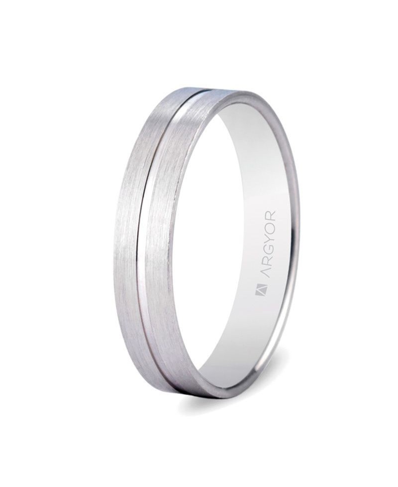 Alianza de oro blanco satinada-brillo 4mm | Joyería Gimeno | Tu joyería de confianza en Valencia