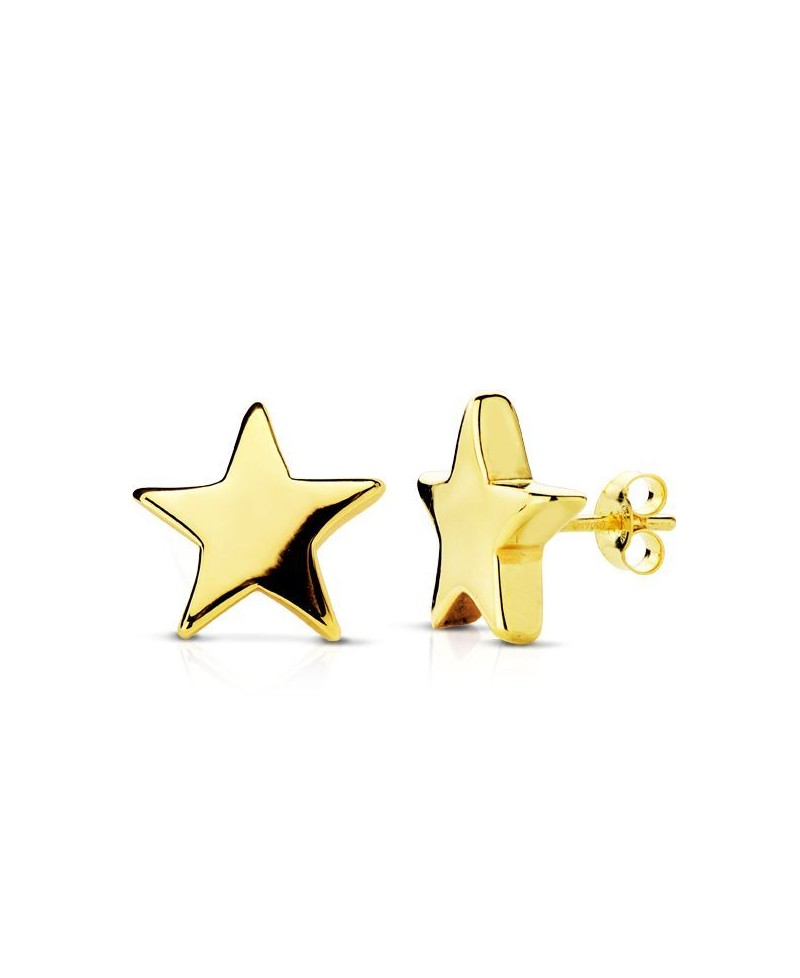 Pendientes oro liso estrella de 12 mm | Joyería Gimeno | Tu joyería de confianza en Valencia