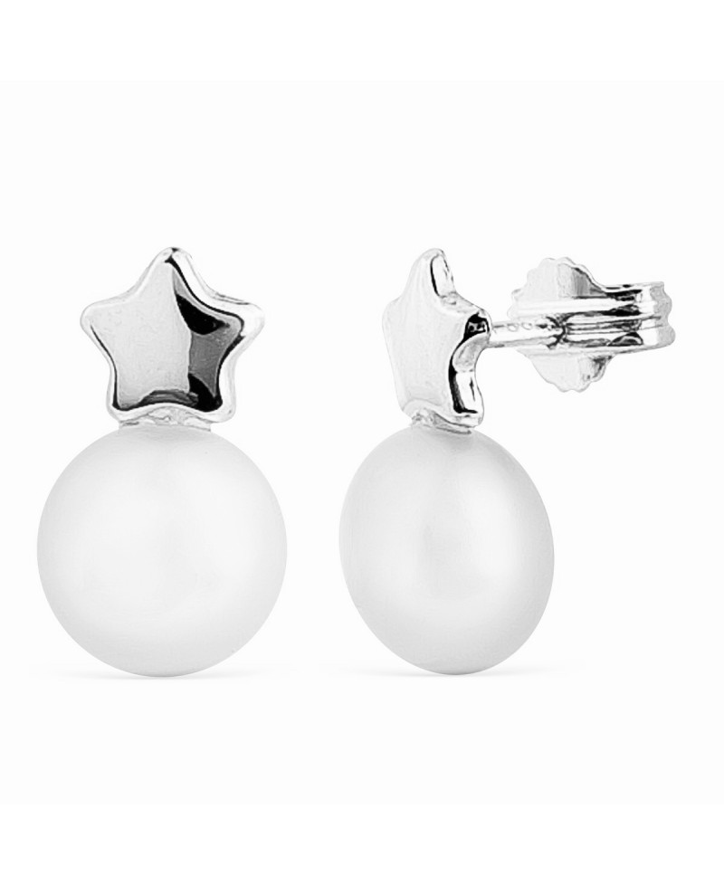 Pendiente de estrella y perla oro | Joyería Gimeno | Tu joyería de confianza en Valencia