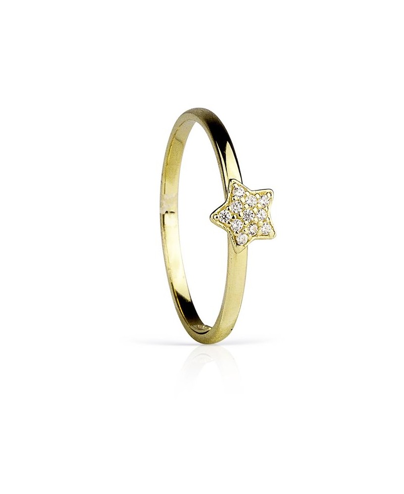 Anillo oro blanco/ amarillo  estrella con piedras | Joyería Gimeno | Tu joyería de confianza en Valencia