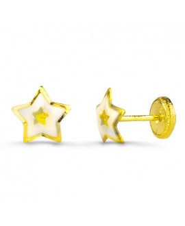 Pendiente estrella esmalte oro