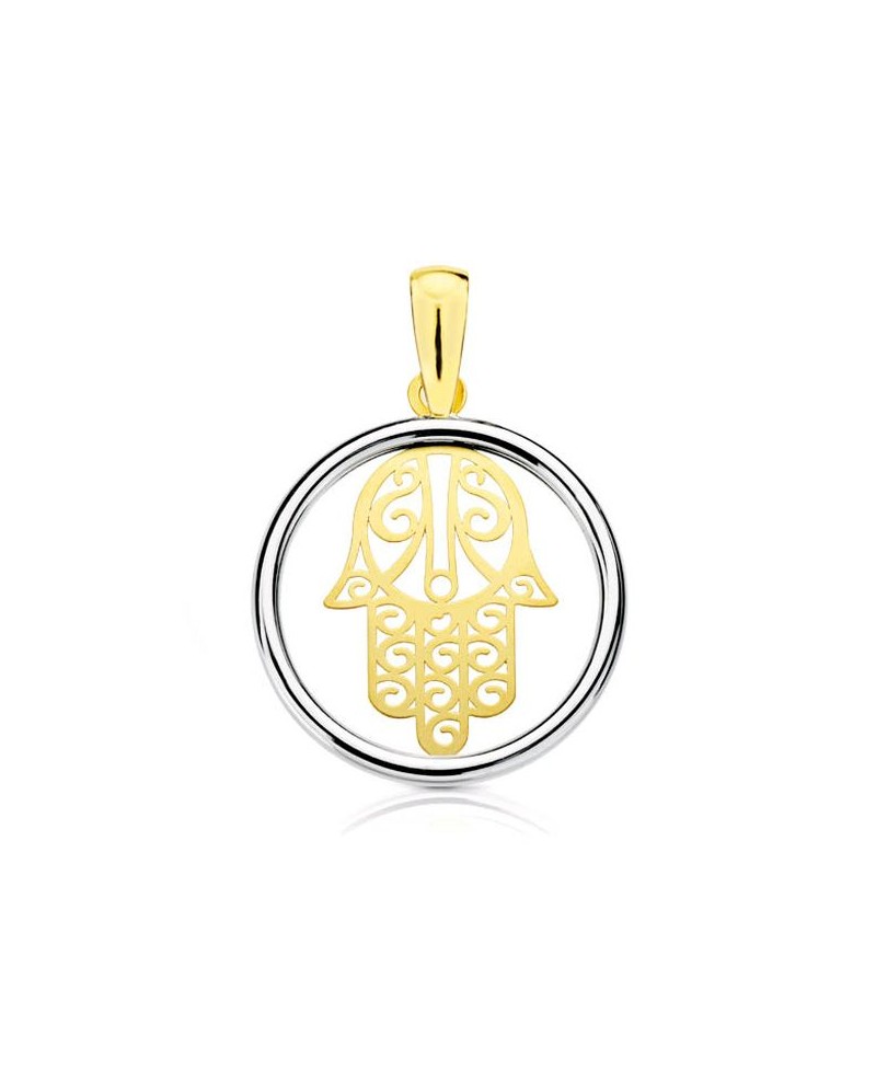 Colgante mano Fatima, cerco oro blanco | Joyería Gimeno | Tu joyería de confianza en Valencia
