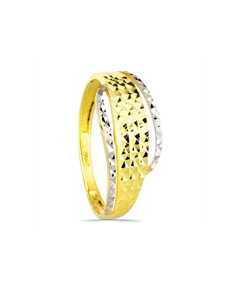 Anillo de oro lapidado bicolor | Joyería Gimeno | Tu joyería de confianza en Valencia