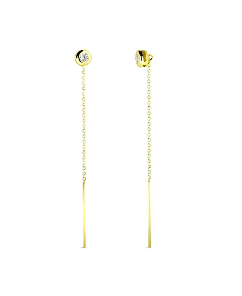 Pendiente  con cadena y circonita blanca | Joyería Gimeno | Tu joyería de confianza en Valencia
