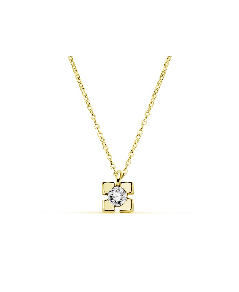 Colgante con cadena piedra en cuadrado | Joyería Gimeno | Tu joyería de confianza en Valencia