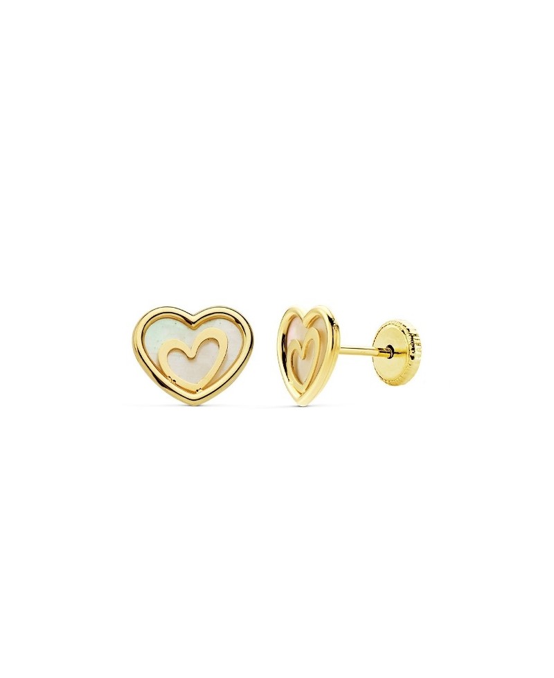 Pendiente corazón con nacar | Joyería Gimeno | Tu joyería de confianza en Valencia