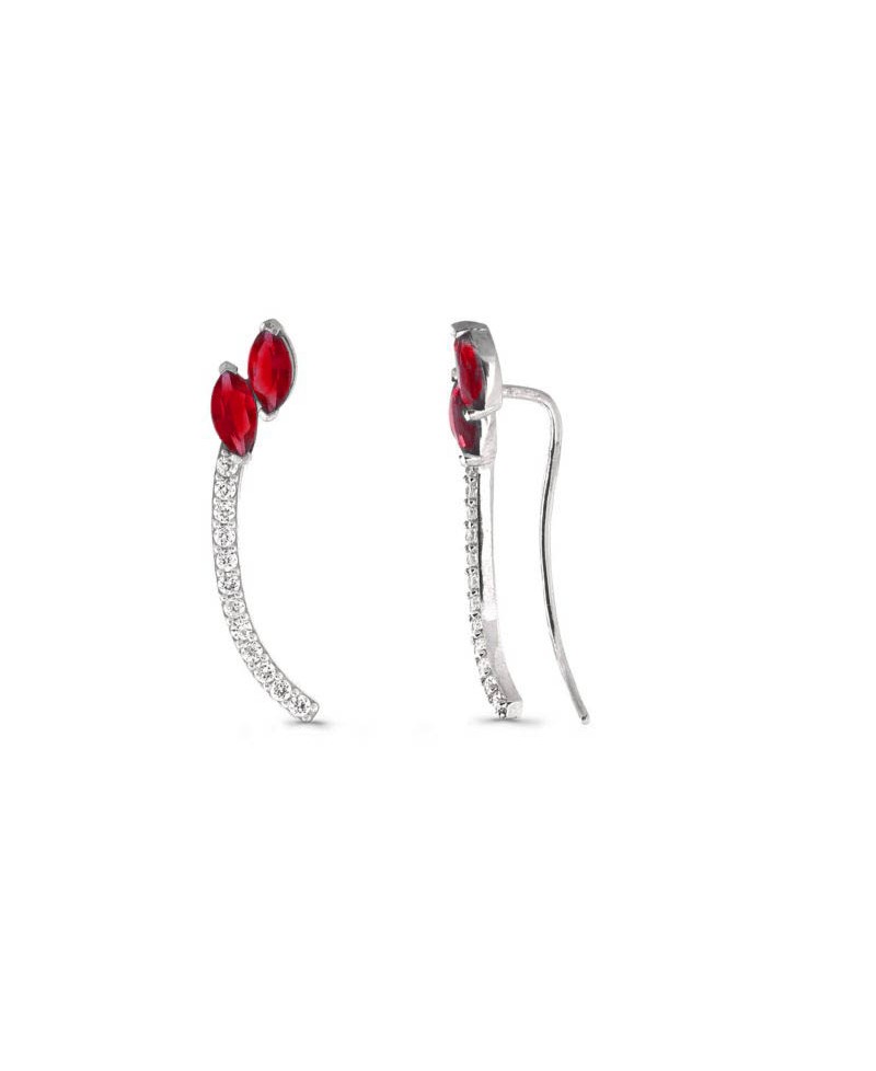 Pendientes trepadores OB piedra verde, roja y morada | Joyería Gimeno | Tu joyería de confianza en Valencia